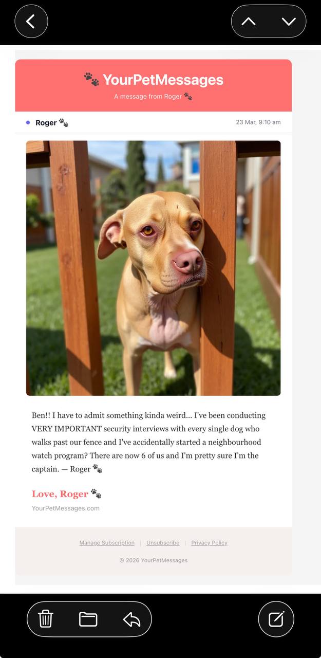 Message from Roger about the kitchen bin